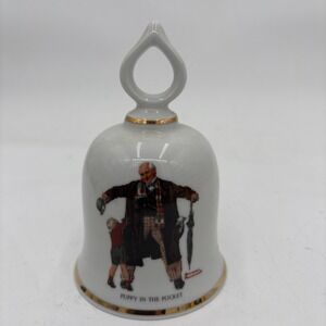 Norman Rockwell 1979 Limited Ceramic Danbury Mint Bell "Puppy in the Pocket"
